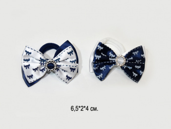 Бант арт. W/B01-1-709 Двухцветный с рисунком "Бантик" на резинке 2 вида (24 шт.) на листе