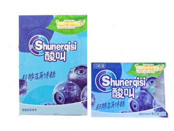 Конфета арт. 112918/112857 Суперкислая "Черника" 10 г на листе 30 шт. в кор.*